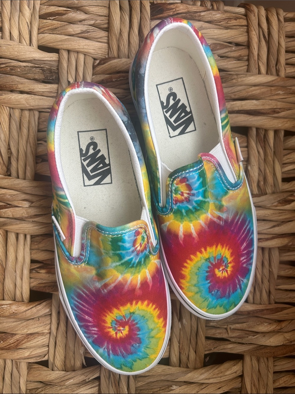 Vans Kids Slip-On Tie-Dye Canvas Shoes - Rainbow new never warn